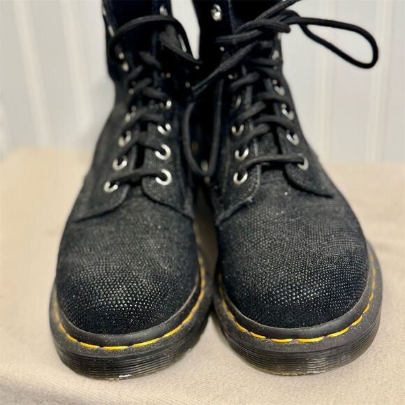 Dr. Martens 1460 Pascal Boots Womens 6 Black Glitter Sparkle Grunge Goth Punk - Picture 3 of 8